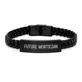 Funny Mortician Gifts from Friends, Inspirational Interlaced Leather Bracelet for Men, Future Mortician Quote Christmas Unique Presents - Image 1